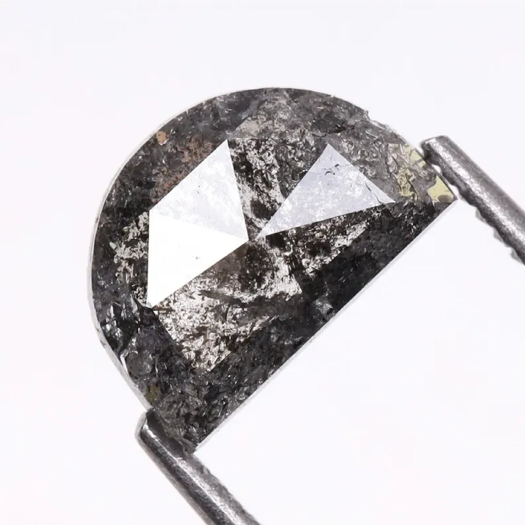 0.61 CT Salt and Pepper Half-Moon Cut Diamond