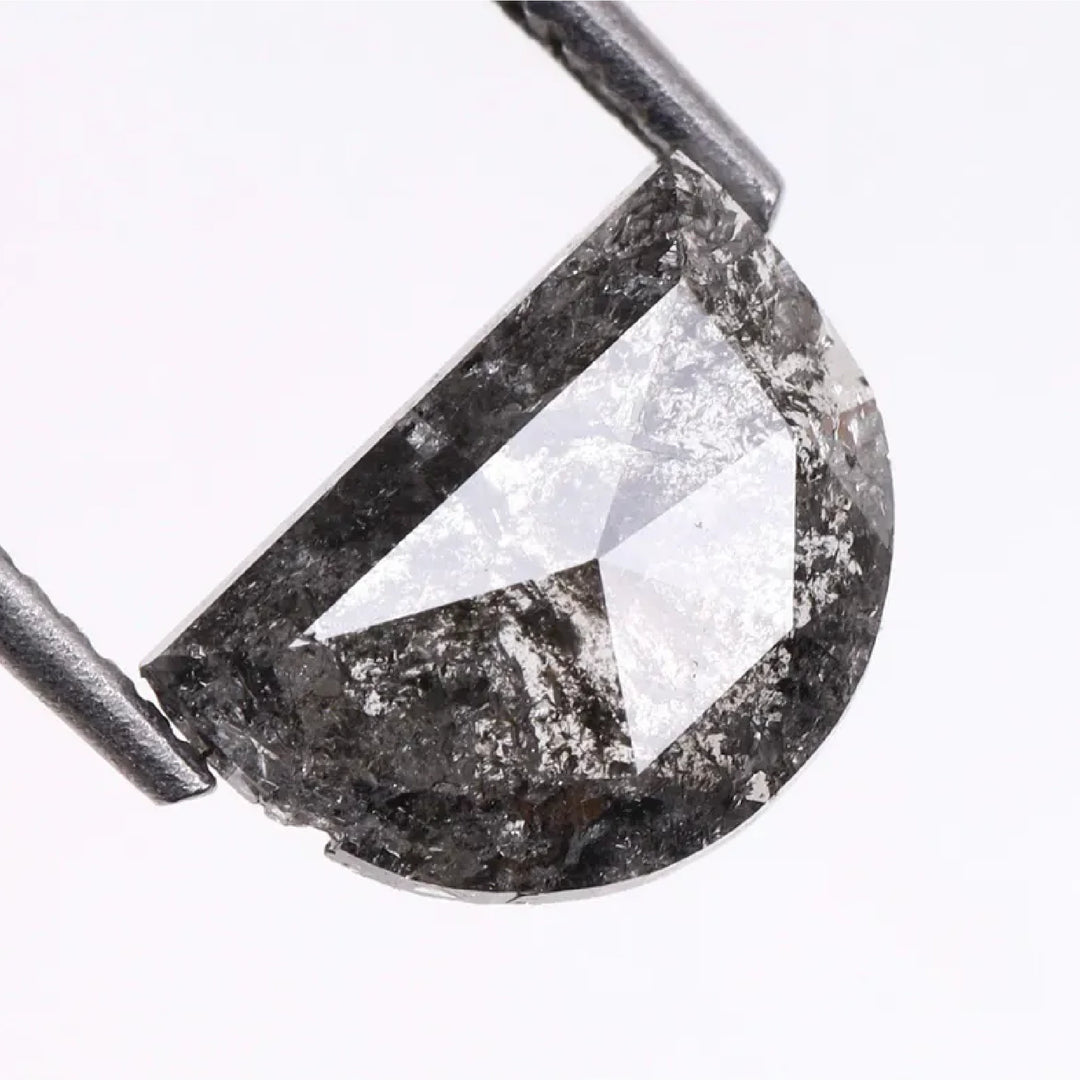 0.61 CT Salt and Pepper Half-Moon Cut Diamond