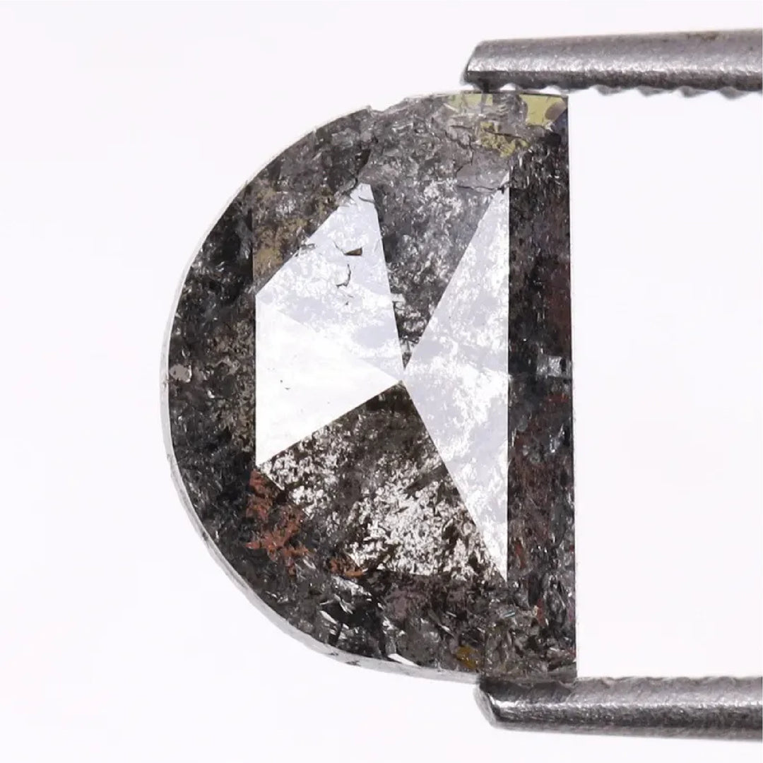 0.61 CT Salt and Pepper Half-Moon Cut Diamond