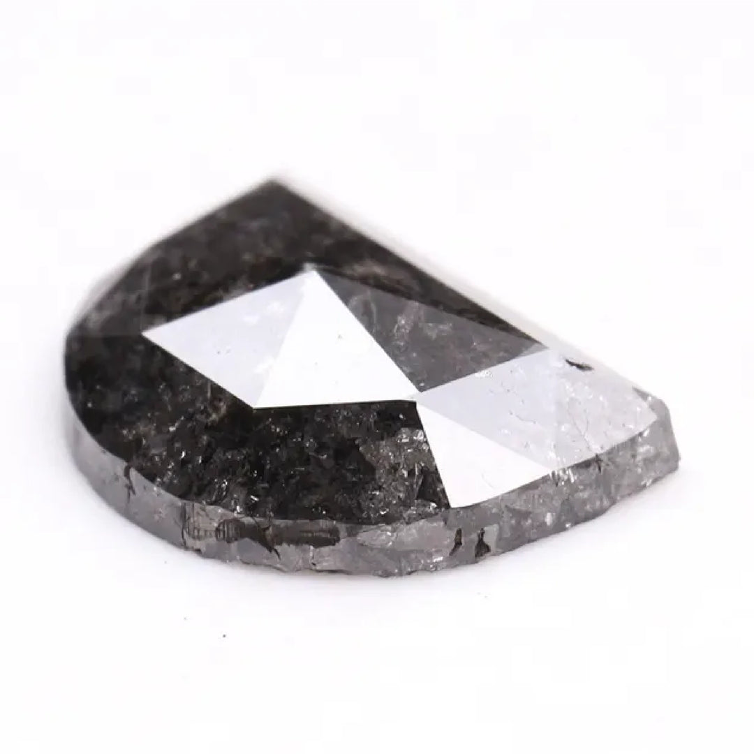 0.61 CT Salt and Pepper Half-Moon Cut Diamond