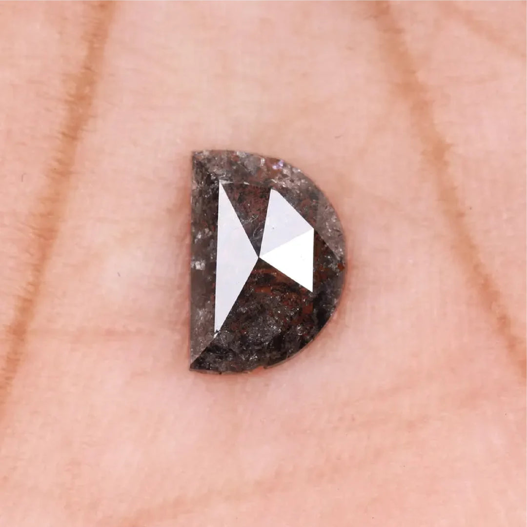 0.61 CT Salt and Pepper Half-Moon Cut Diamond