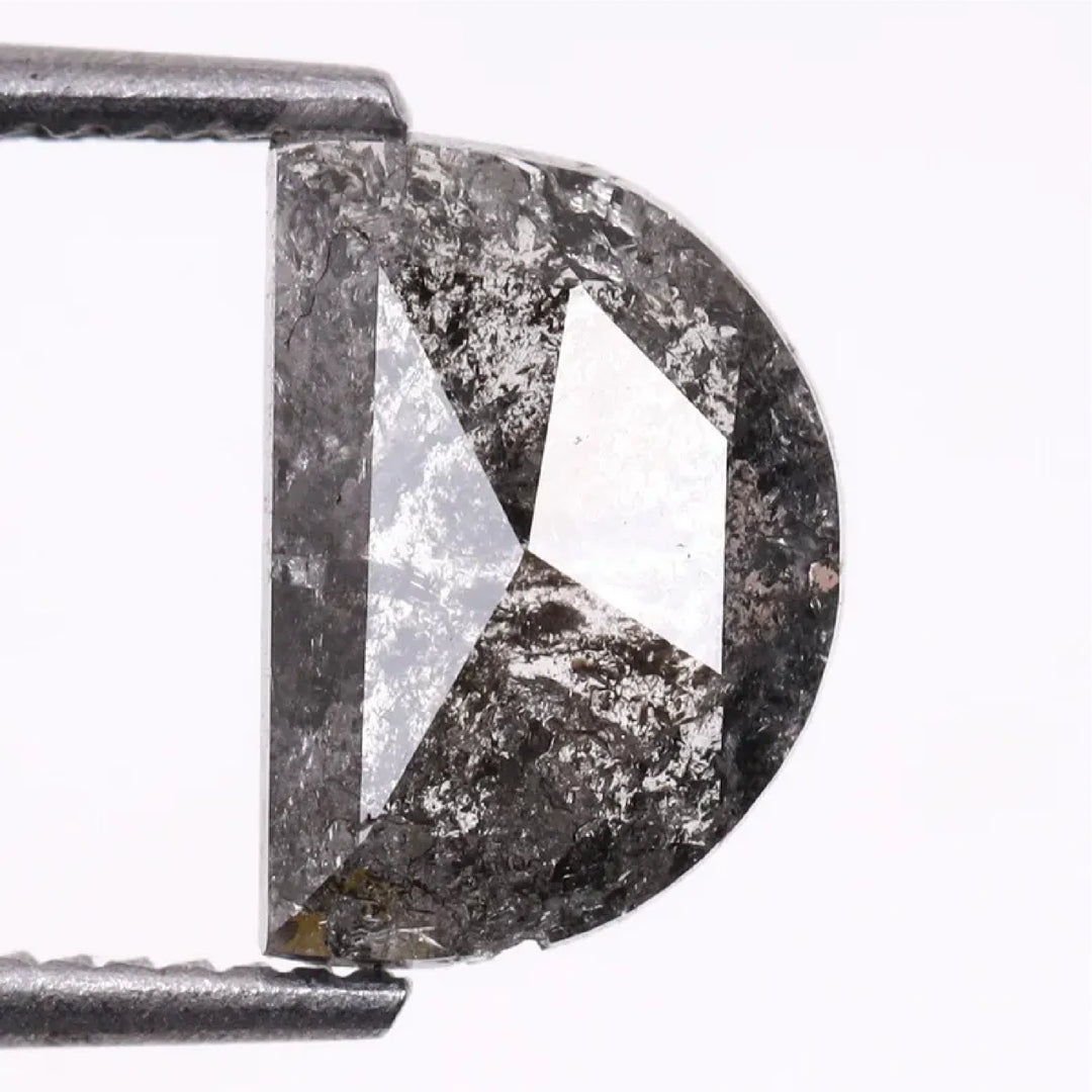 0.61 CT Salt and Pepper Half-Moon Cut Diamond