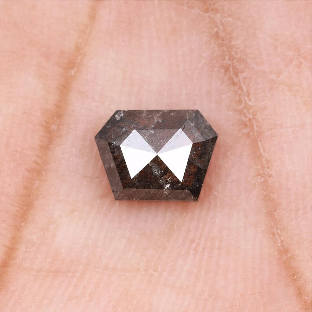 0.67 CT Salt and Pepper Natural Coffin Cut Diamond | TheMinimalCarbon