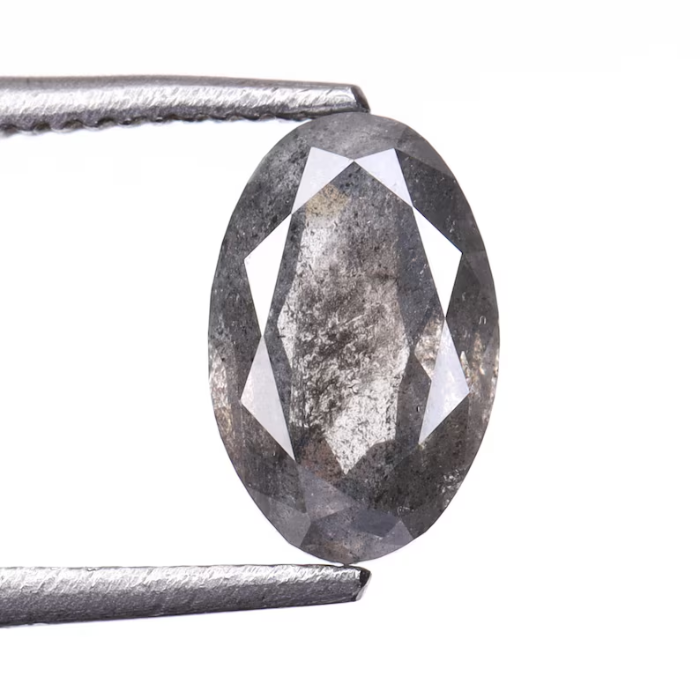 0.68 CT Oval Cut Salt and Pepper Diamond