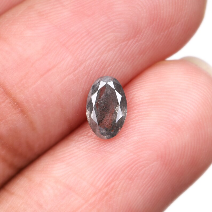0.68 CT Oval Cut Salt and Pepper Diamond