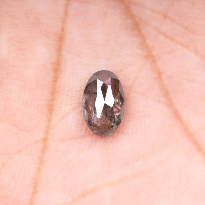 0.68 CT Oval Cut Salt and Pepper Diamond