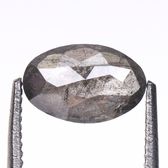 0.68 CT Oval Cut Salt and Pepper Diamond
