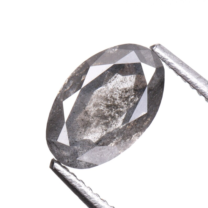 0.68 CT Oval Cut Salt and Pepper Diamond