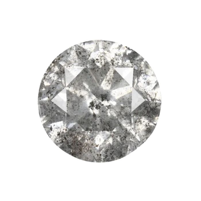 0.71 CT Round Brilliant Cut Salt and Pepper Diamond - Minimal Carbon