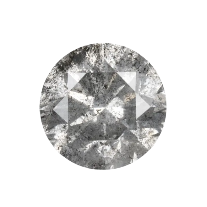 0.72 CT Round Brilliant Cut Salt and Pepper Diamond - Minimal Carbon
