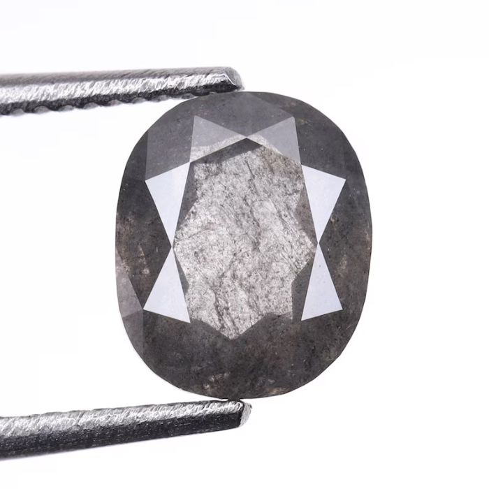 0.73 CT Oval Cut Natural Loose Salt And Pepper Diamond