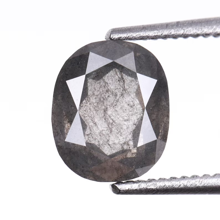 0.73 CT Oval Cut Natural Loose Salt And Pepper Diamond
