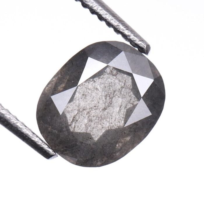 0.73 CT Oval Cut Natural Loose Salt And Pepper Diamond