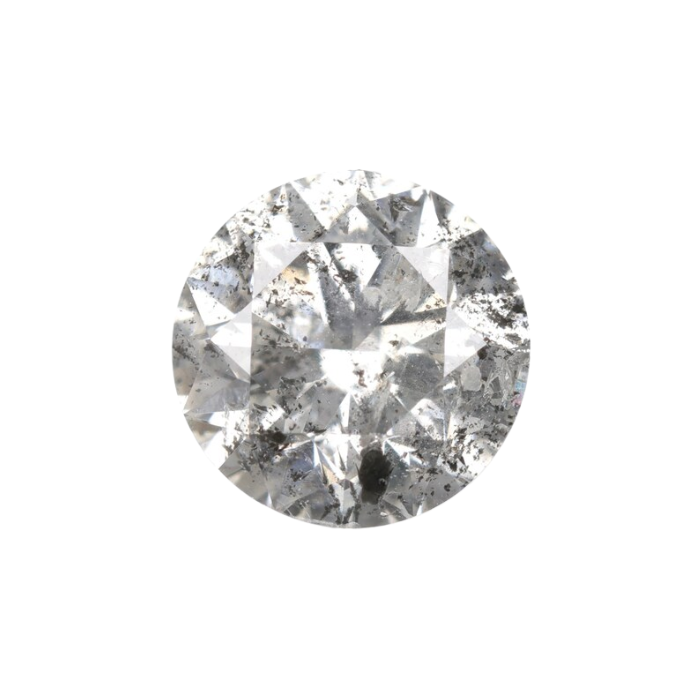 0.75 CT Round Brilliant Cut Salt and Pepper Natural Loose Diamond - Minimal Carbon