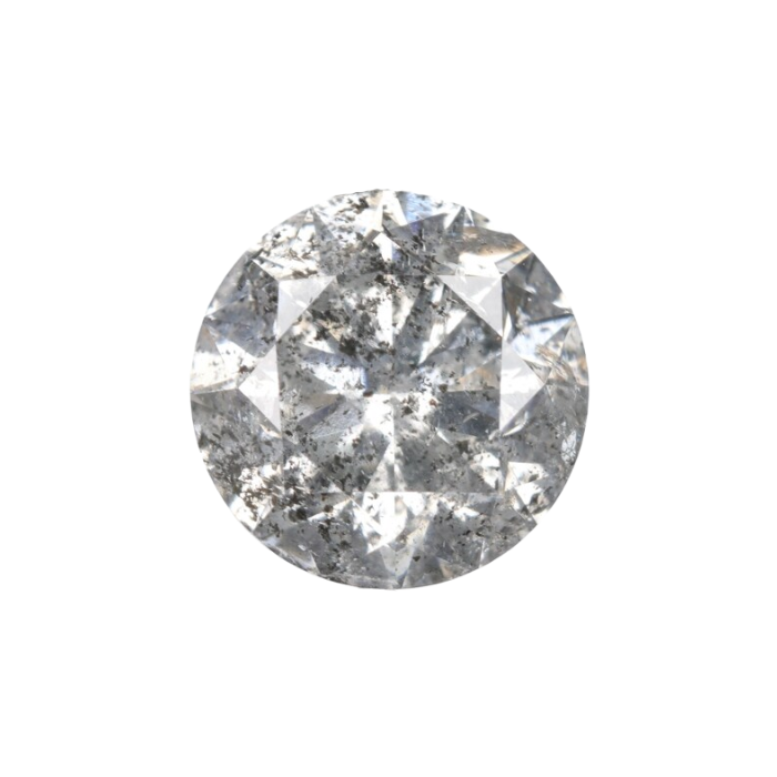 0.79 CT Round Brilliant Cut Salt and Pepper Diamond - Minimal Carbon