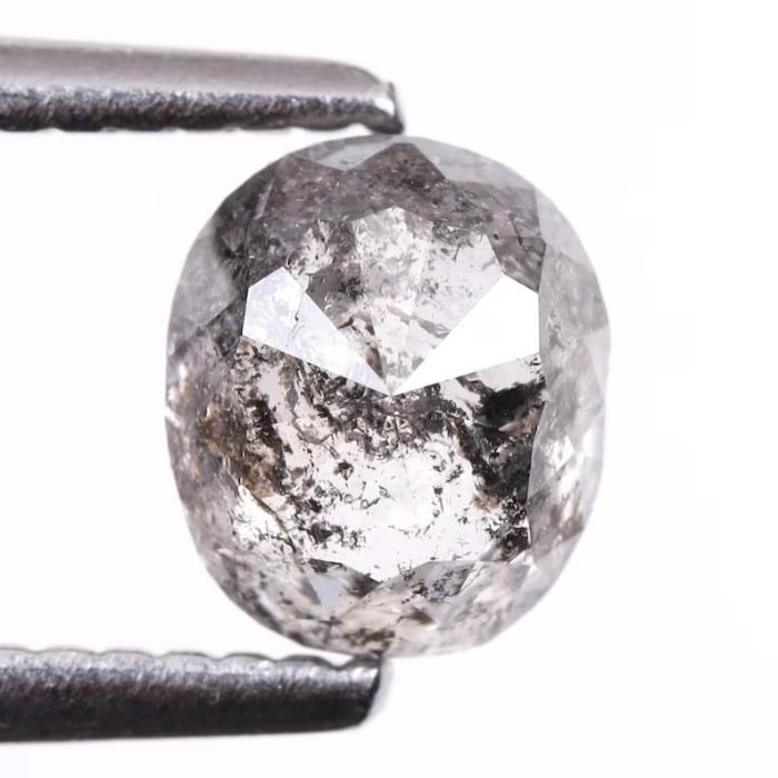 0.83 CT Oval Cut Natural Loose Salt And Pepper Diamond