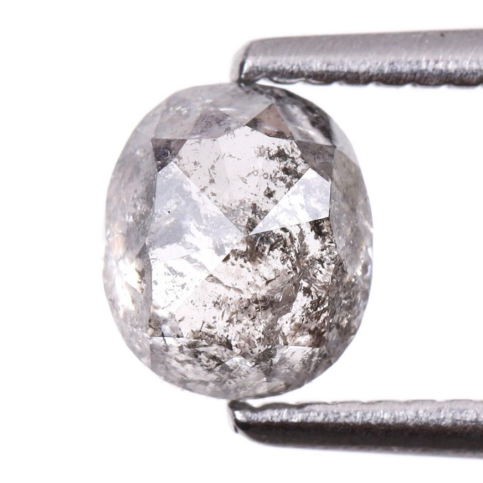 0.83 CT Oval Cut Natural Loose Salt And Pepper Diamond