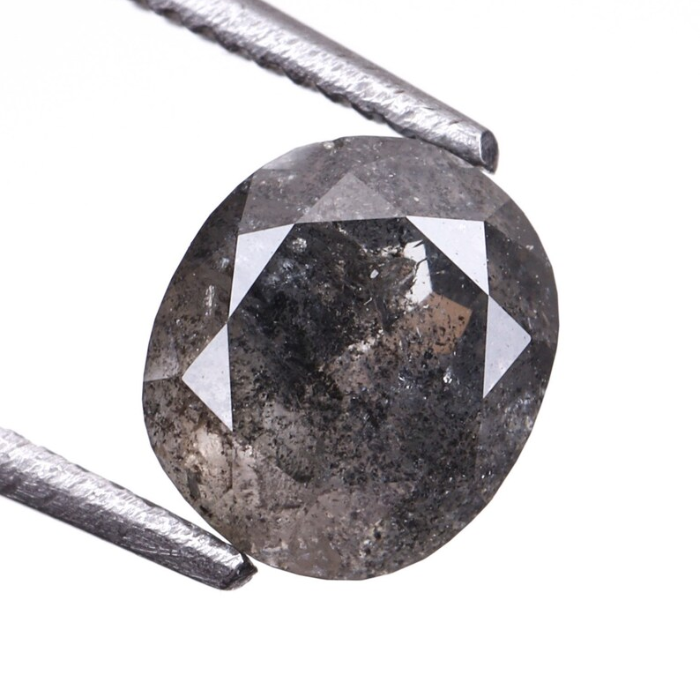 0.83 CT Salt And Pepper Oval Cut Natural Full Cut Diamond