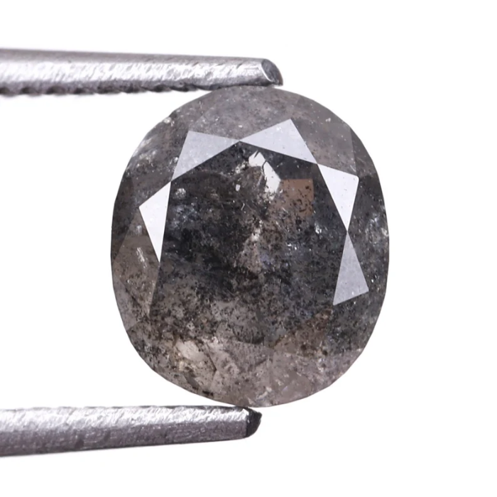 0.83 CT Salt And Pepper Oval Cut Natural Full Cut Diamond