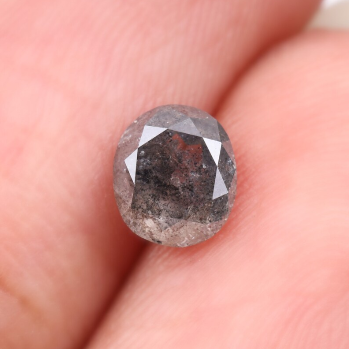 0.83 CT Salt And Pepper Oval Cut Natural Full Cut Diamond