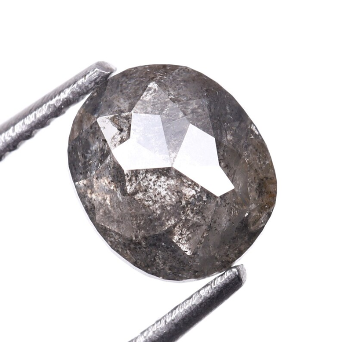 0.83 CT Salt And Pepper Oval Cut Natural Full Cut Diamond
