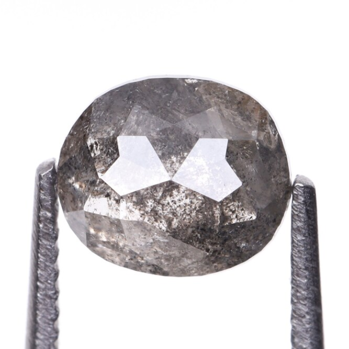 0.83 CT Salt And Pepper Oval Cut Natural Full Cut Diamond