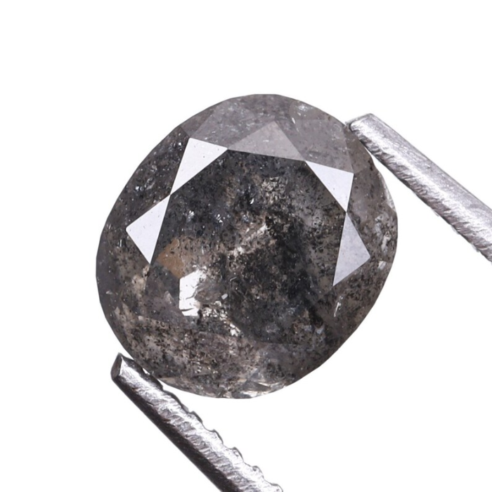 0.83 CT Salt And Pepper Oval Cut Natural Full Cut Diamond