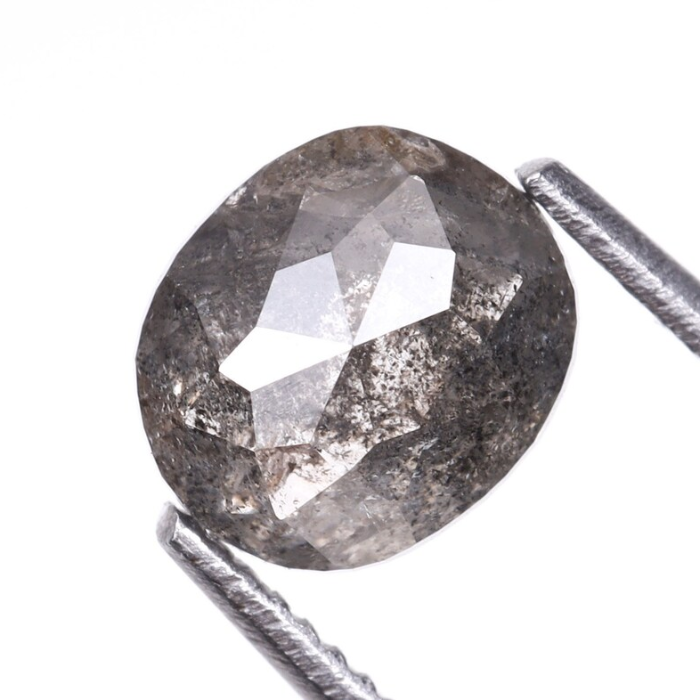 0.83 CT Salt And Pepper Oval Cut Natural Full Cut Diamond