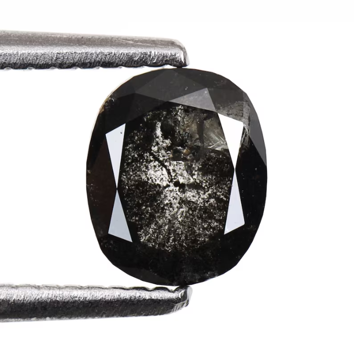 0.87 CT Salt And Pepper Oval Cut Earth Mined Diamond