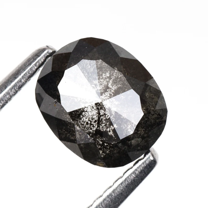 0.87 CT Salt And Pepper Oval Cut Earth Mined Diamond