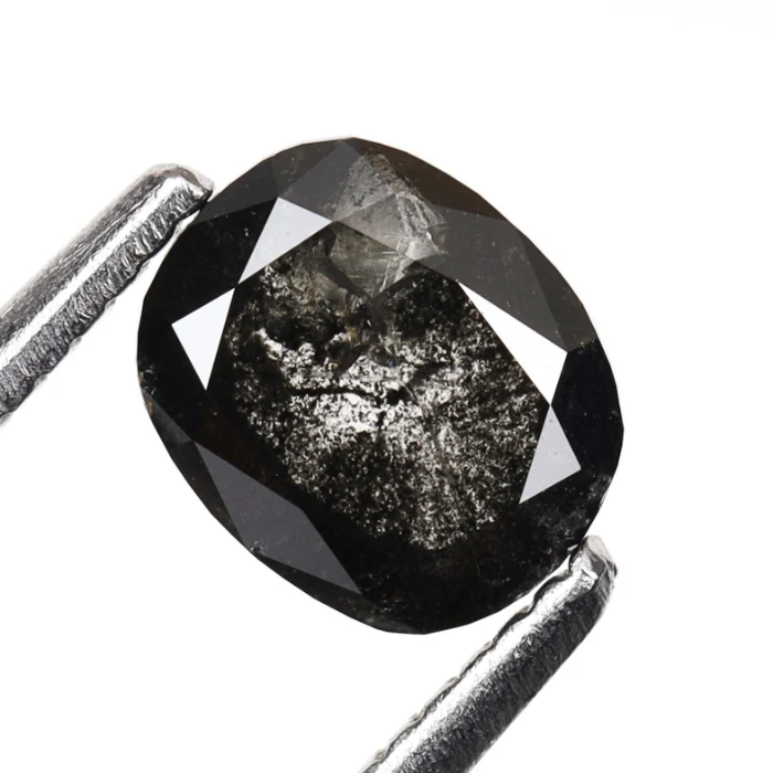 0.87 CT Salt And Pepper Oval Cut Earth Mined Diamond