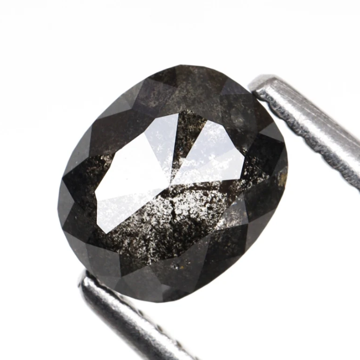 0.87 CT Salt And Pepper Oval Cut Earth Mined Diamond