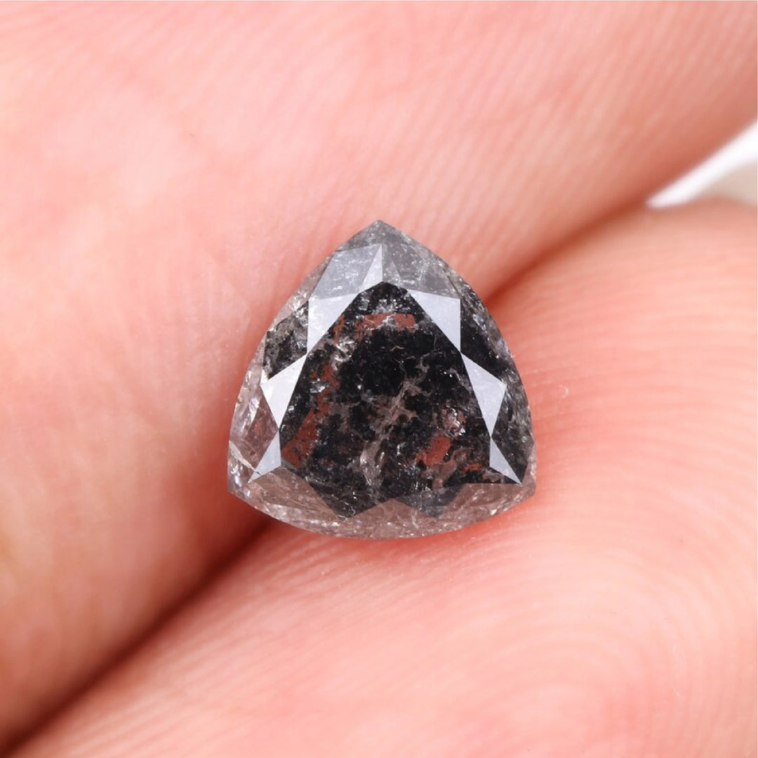0.87 CT Salt and Pepper Trillion Cut Diamond