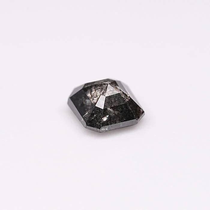 0.87 CT, Salt & Pepper Square Emerald Shape Loose Diamond