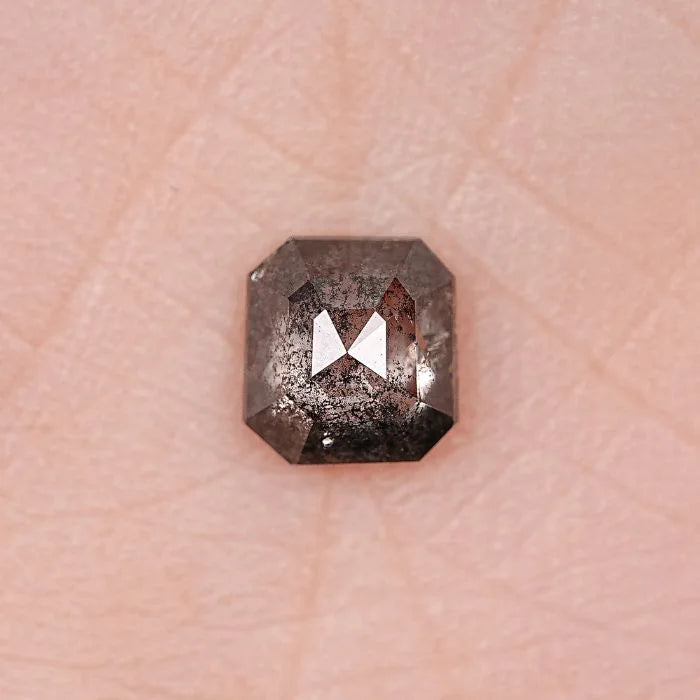 0.87 CT, Salt & Pepper Square Emerald Shape Loose Diamond