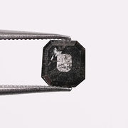 0.87 CT, Salt & Pepper Square Emerald Shape Loose Diamond