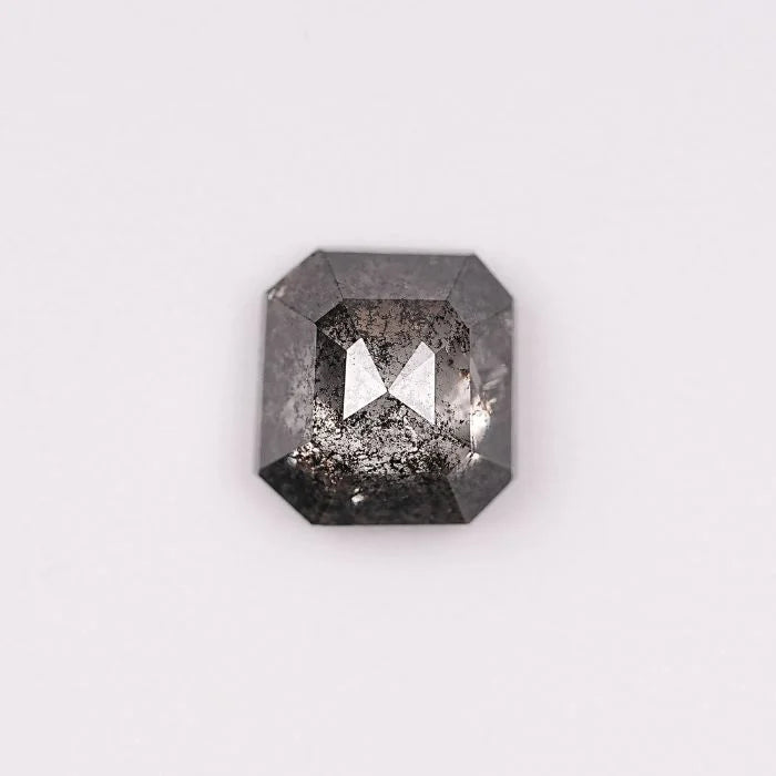 0.87 CT, Salt & Pepper Square Emerald Shape Loose Diamond