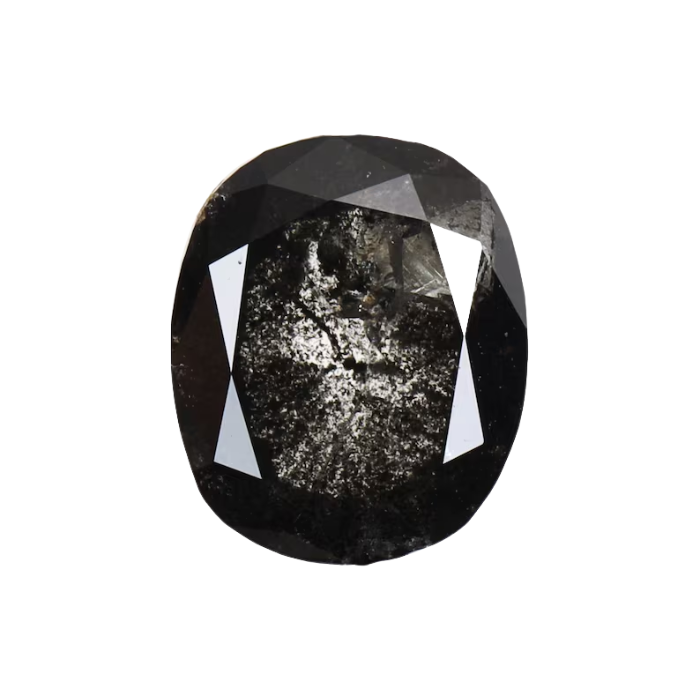 Salt And Pepper Oval Cut Earth Mined Diamond