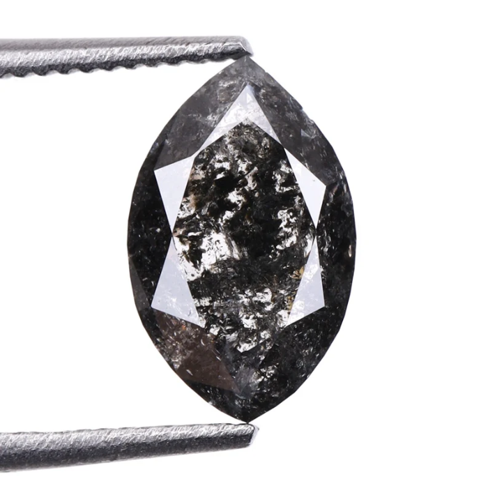 0.92 CT Marquise Cut Natural Salt And Pepper Diamond - Minimal Carbon
