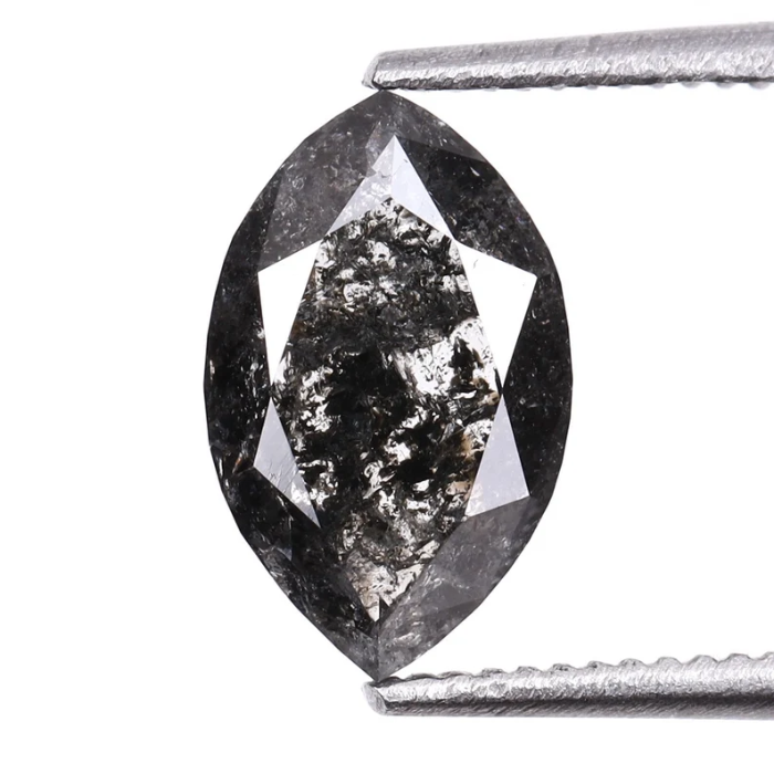 0.92 CT Marquise Cut Natural Salt And Pepper Diamond - Minimal Carbon
