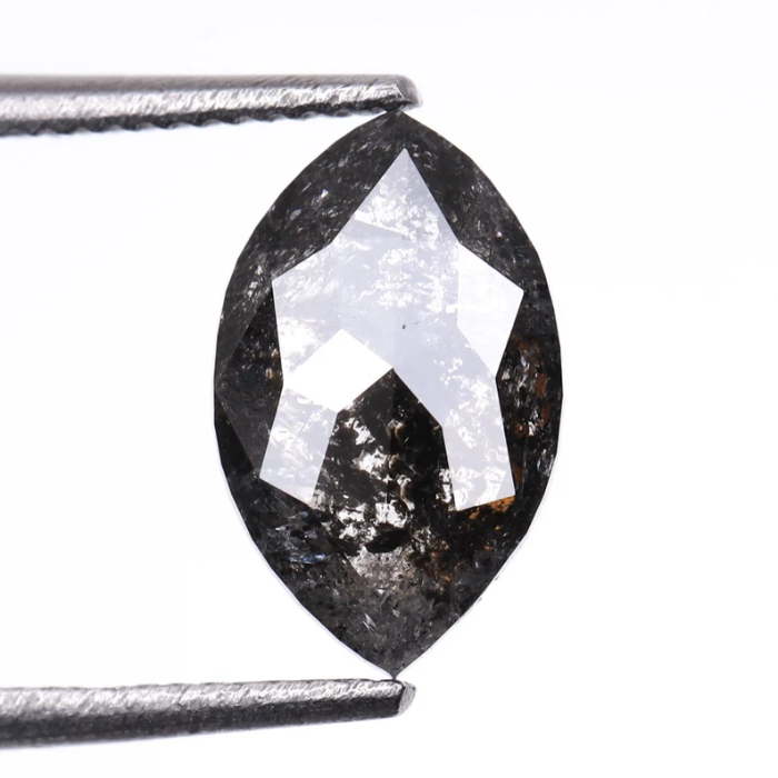 0.92 CT Marquise Cut Natural Salt And Pepper Diamond - Minimal Carbon