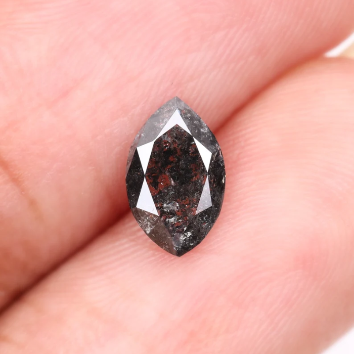 0.92 CT Marquise Cut Natural Salt And Pepper Diamond - Minimal Carbon