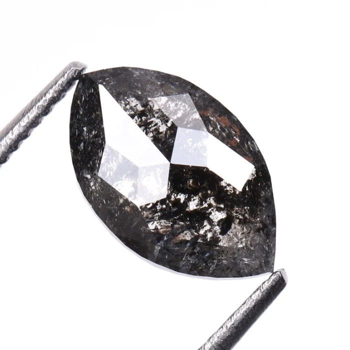 0.92 CT Marquise Cut Natural Salt And Pepper Diamond - Minimal Carbon