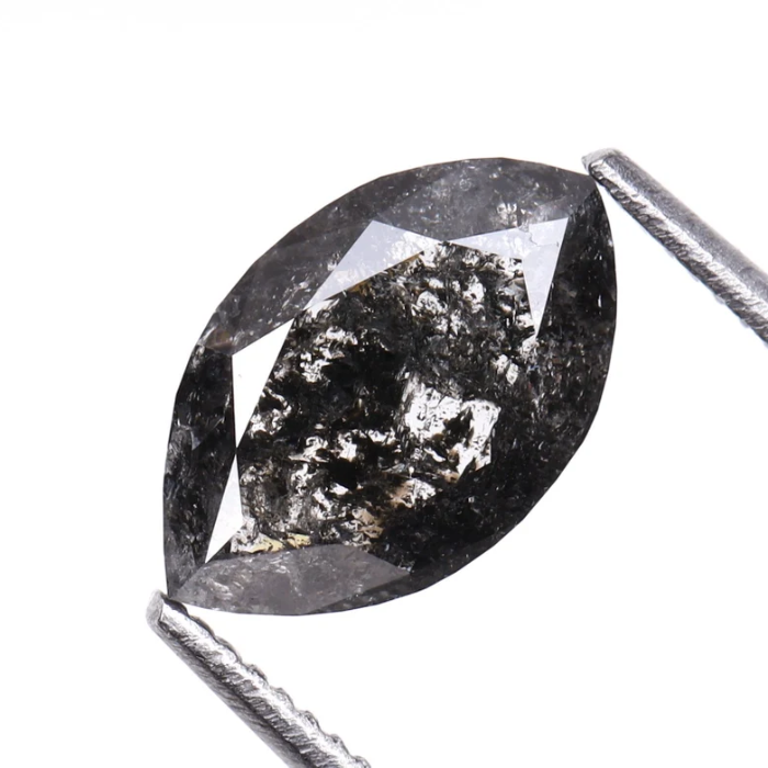 0.92 CT Marquise Cut Natural Salt And Pepper Diamond - Minimal Carbon