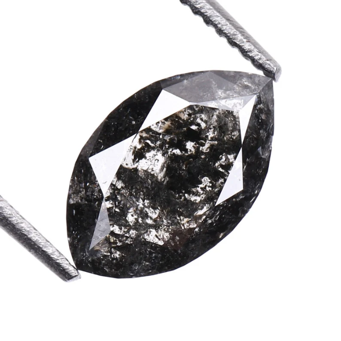 0.92 CT Marquise Cut Natural Salt And Pepper Diamond - Minimal Carbon