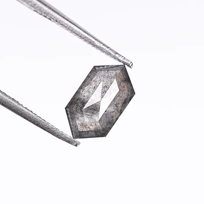 0.94 CT, Hexagon Cut Salt & Pepper Diamond Loose