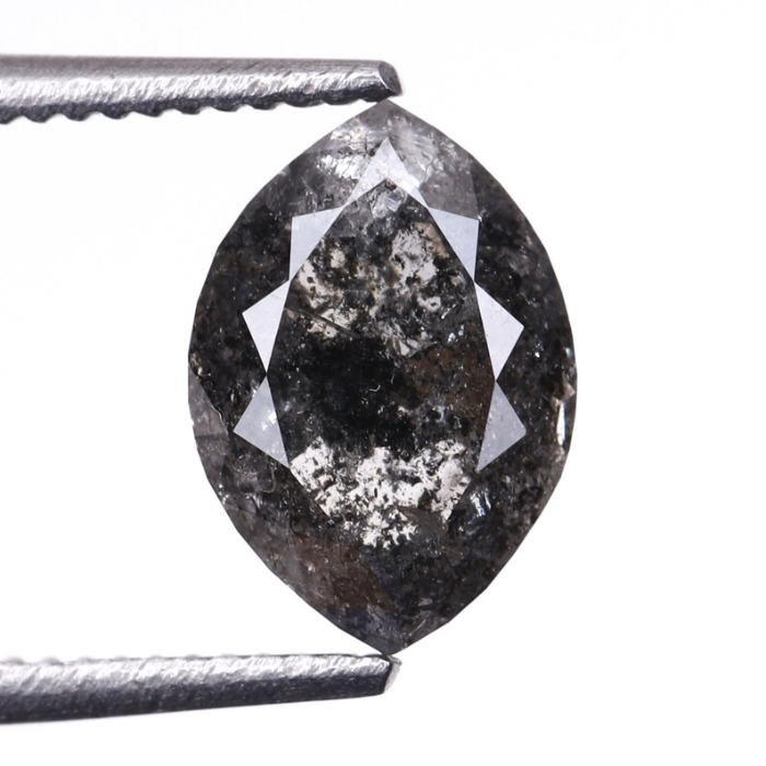 0.95 CT Marquise Cut Natural Loose Salt And Pepper Diamond - Minimal Carbon