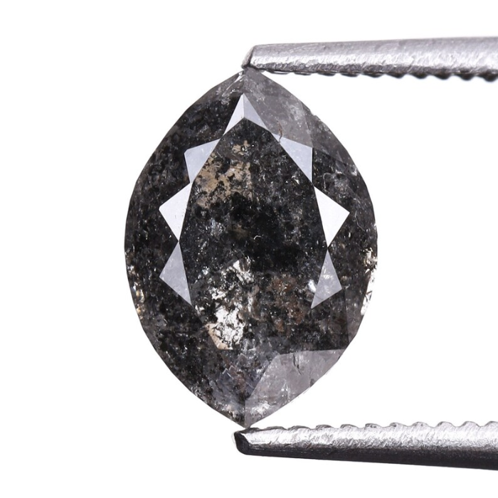 0.95 CT Marquise Cut Natural Loose Salt And Pepper Diamond - Minimal Carbon