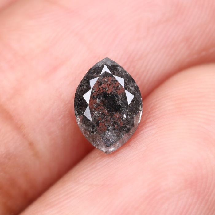 0.95 CT Marquise Cut Natural Loose Salt And Pepper Diamond - Minimal Carbon