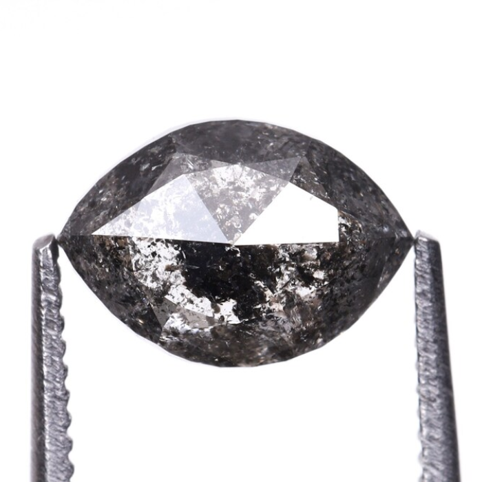 0.95 CT Marquise Cut Natural Loose Salt And Pepper Diamond - Minimal Carbon